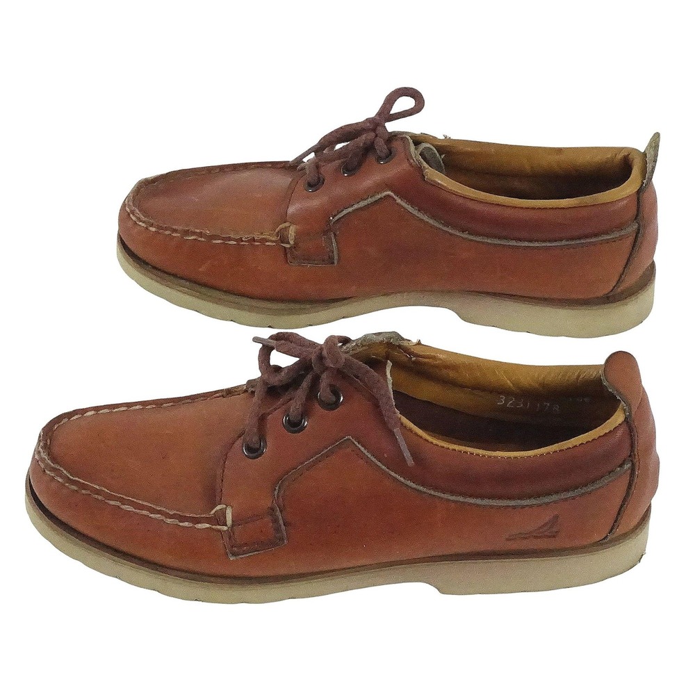 Preppy Sperry Top-Sider Boat‎ Shoes Women 5.5 Brown Leather Moc Toe Oxfords Vtg